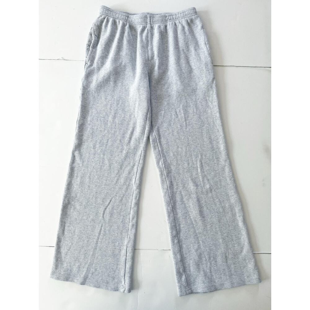 John Galt Anastasia Sweatpants Women 26x27 Gray Waffle Knit Low Waist Wide Leg
